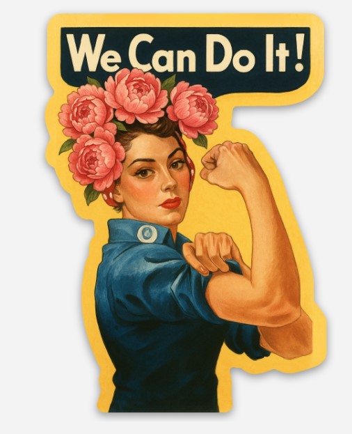 Rosie the Riveter – Peony-Crowned Sticker